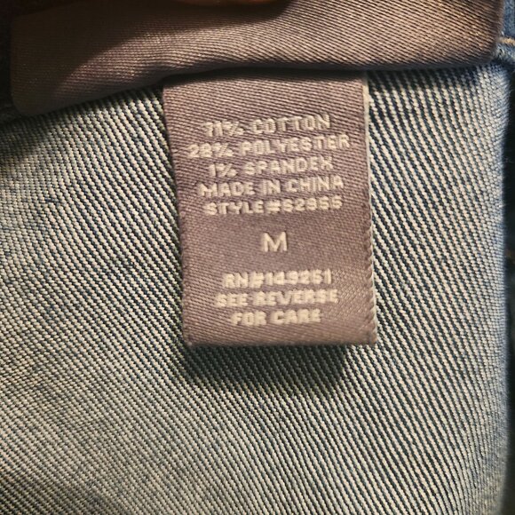 Kate & Mallory Womens Medium Denim Moto Jacket with Zipper Pockets - Picture 11 of 12